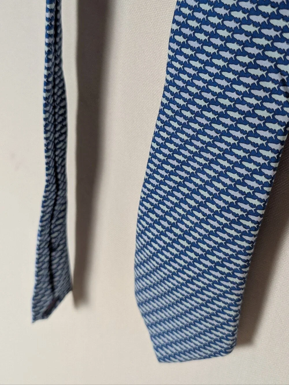 Vineyard Vines Silk Shark Print Blue Tie Handpicked By Shep And Ian